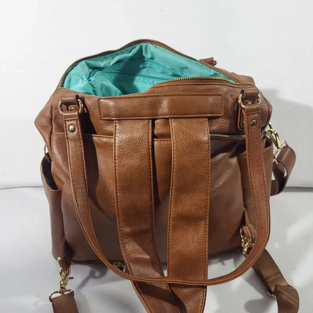 Mominside Diaper bag/ Tote Backpack Vegan Leather Insulated Pouches Many Pockets